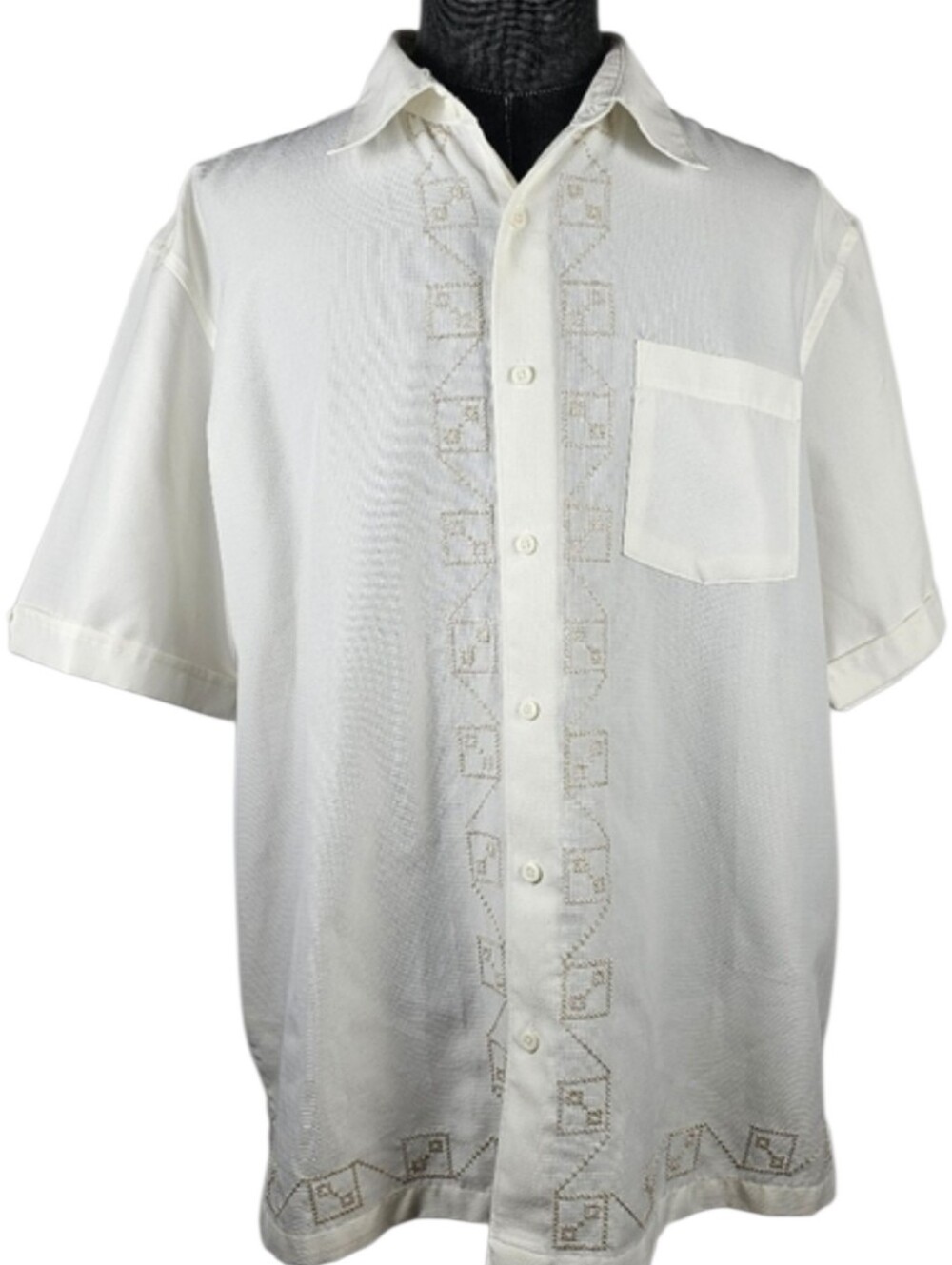 🌟TODAY ONLY! Cubavera Men's Short Sleeve Cuban Style Button Down Size XXL